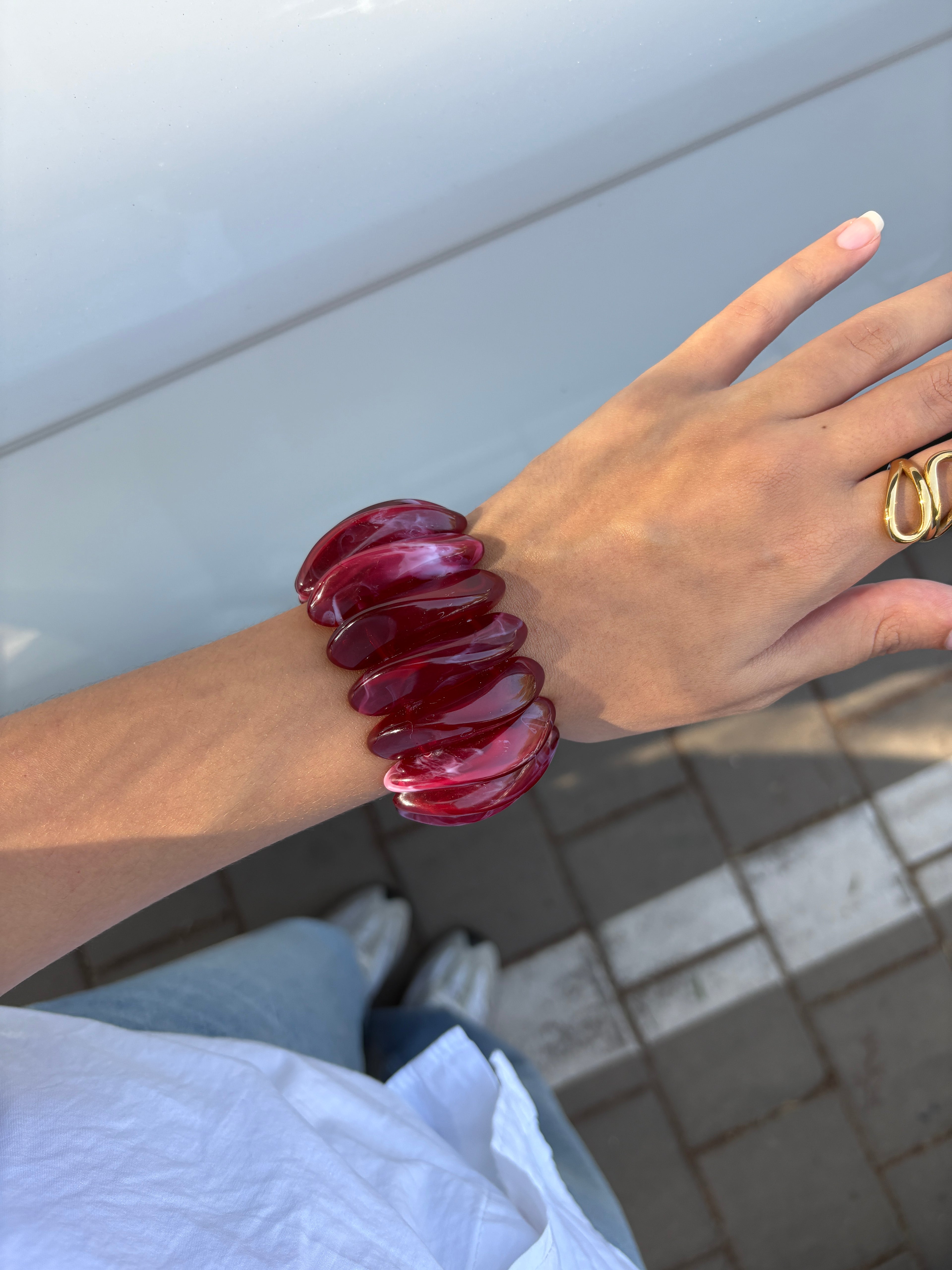 Bracelet Acrylique Bordeau