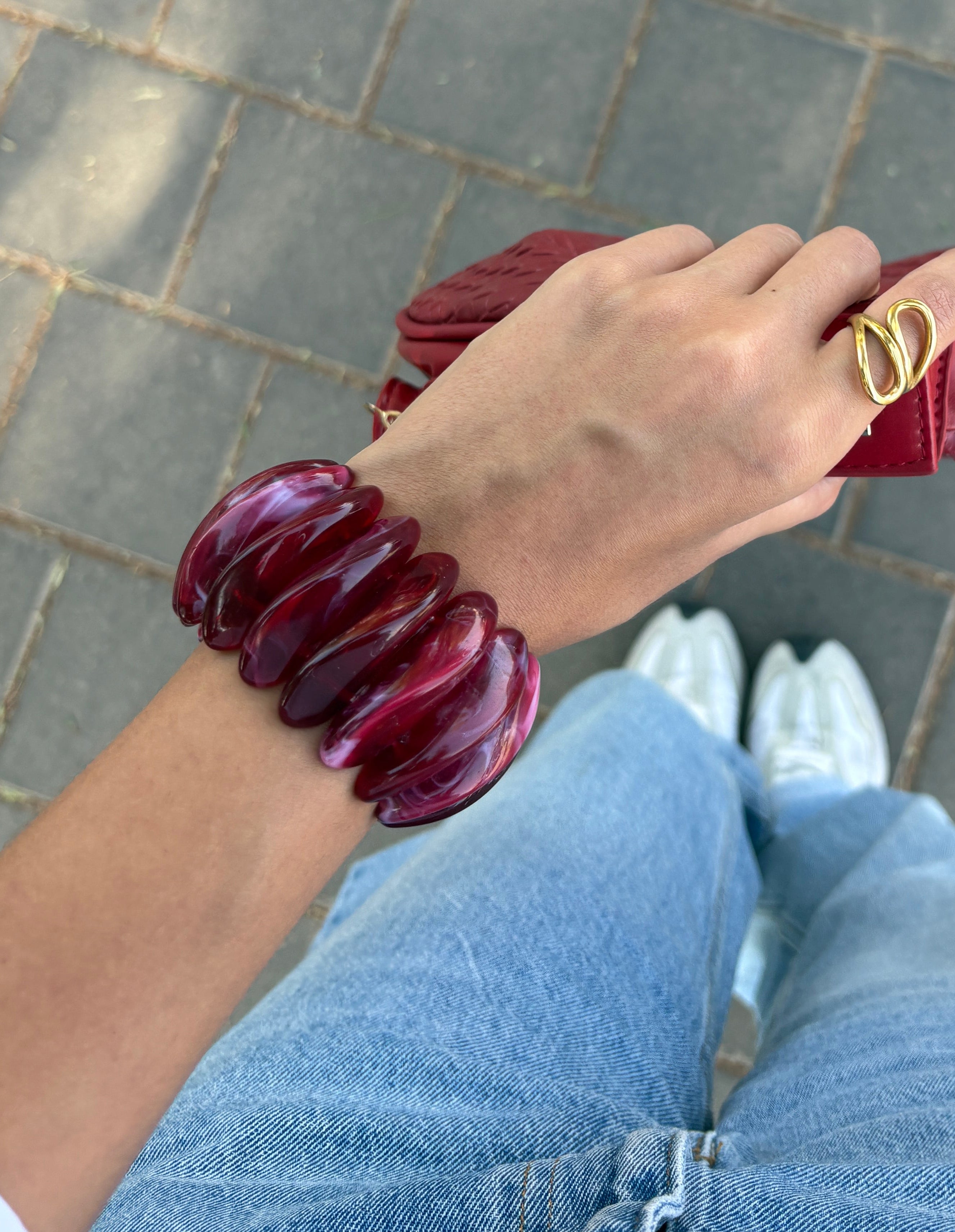 Bracelet Acrylique Bordeau