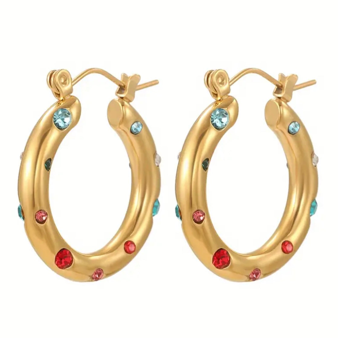 Boucle Créole avec Pierres Colorées